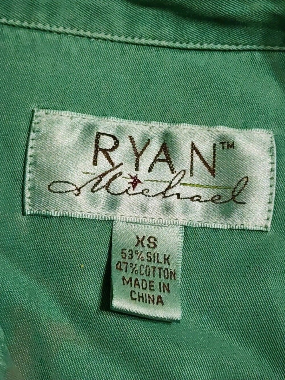 Ryan Michael Western Shirt Womens XS Turquoise Silk Cotton Snap Pearl Button - Picture 6 of 13